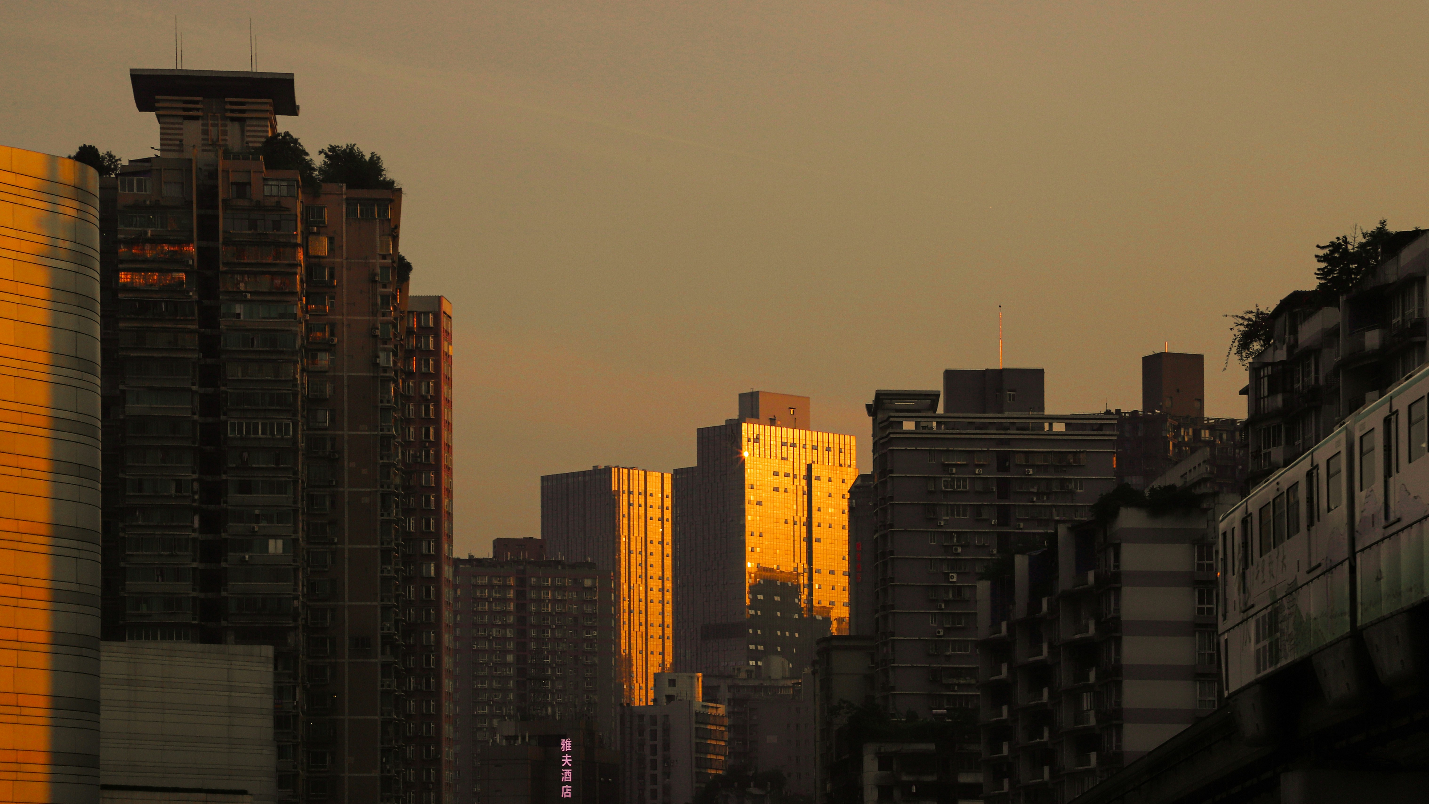 high rise buildings during night time